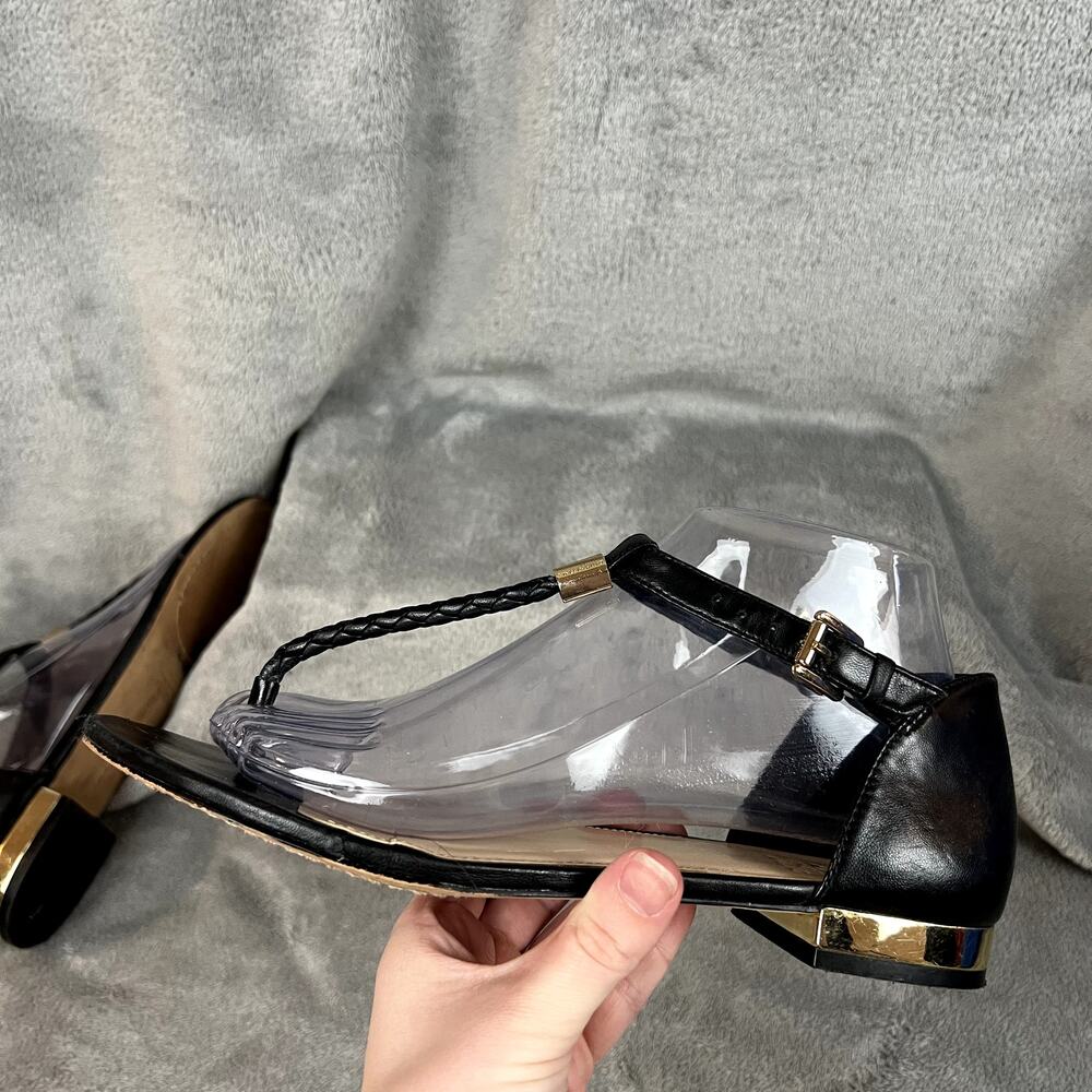 Vince Camuto Thong Flat Sandals Womens 8.5 Black Leather Summer - Picture 9 of 11